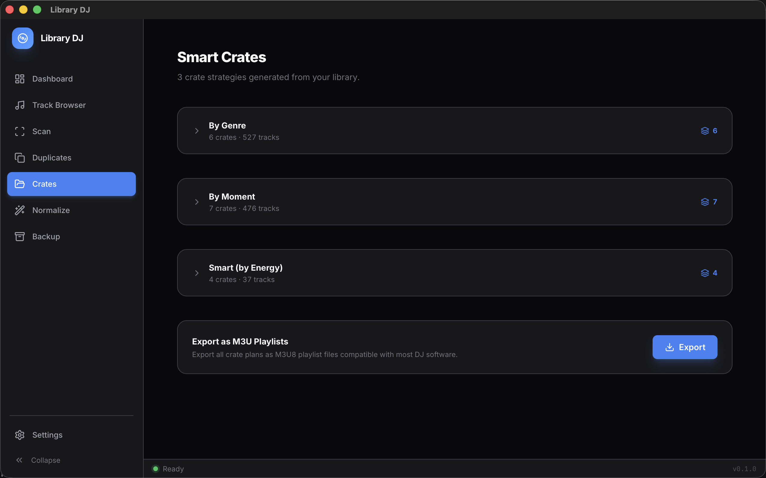 Smart crates auto-generated from your library